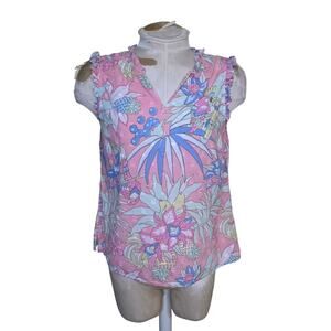 Talbot’s Tropical Sleeveless Top Parrots Size‎ Med Petite